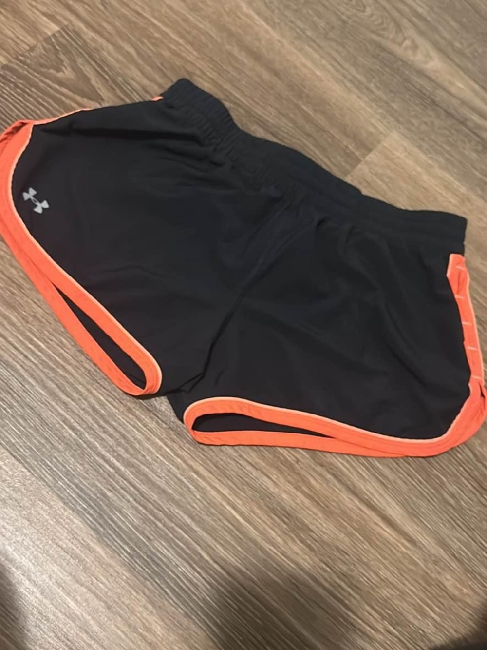 Under Armour Black Athletic Shorts with Orange Trim